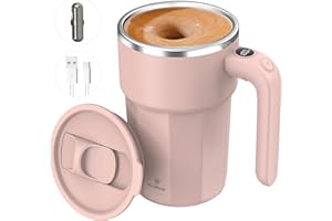 ICOECO Self Stirring Mug, 12oz Electric Mixing Cup, Cream | Rechargeable, Gift for Coffee Lovers & Office Use(Rose Quartz)