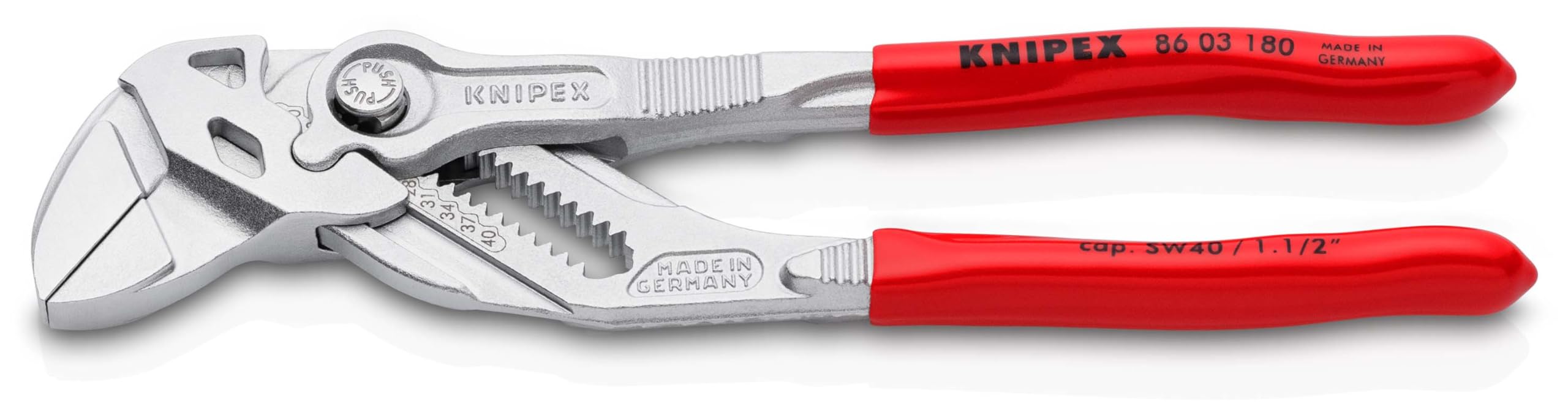 KNIPEX Pliers Wrench Pliers and a Wrench in a Single Tool Chrome-Plated with Plastic Coating 180 mm, 86 03 180