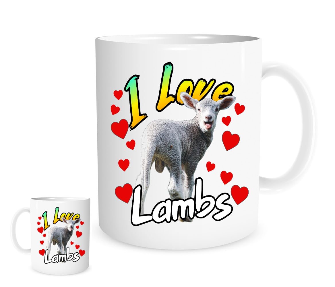 I Love Lambs Mug for Tea or Coffee. 11OZ Ceramic Mug