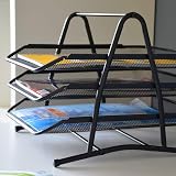 D.RECT 3 Tier A4 Mesh In Tray Desk Organizer Black File Holder view 5