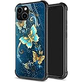 ZHEGAILIAN for iPhone 13 Case, Military-Grade Protection, All-Around Shockproof Corners, Anti-Scratch Phone Case for iPhone 13 - Emerald Butterfly