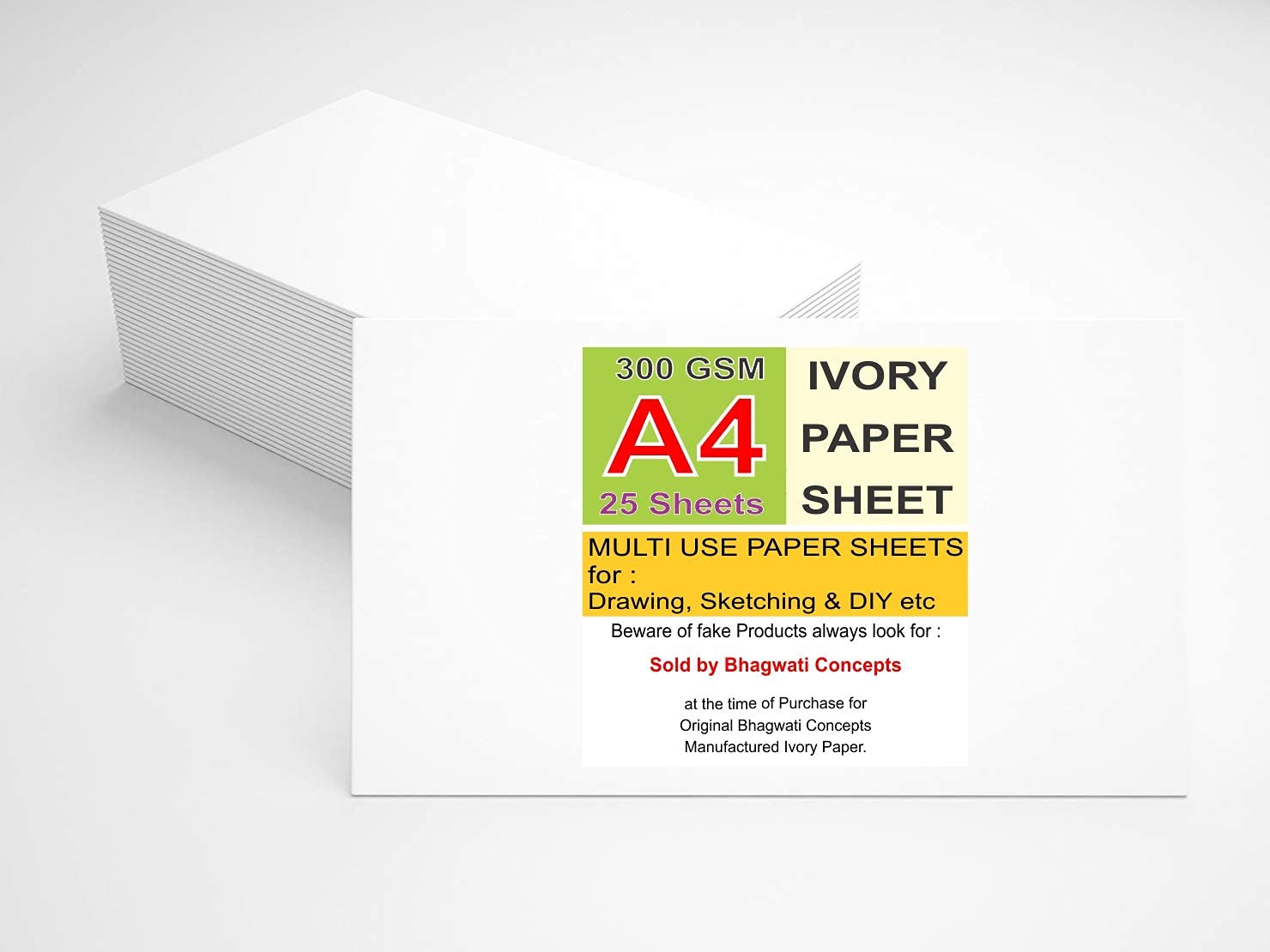 Pack of 25 Sheets A4 Size, 300 GSM Smooth Finish White Ivory