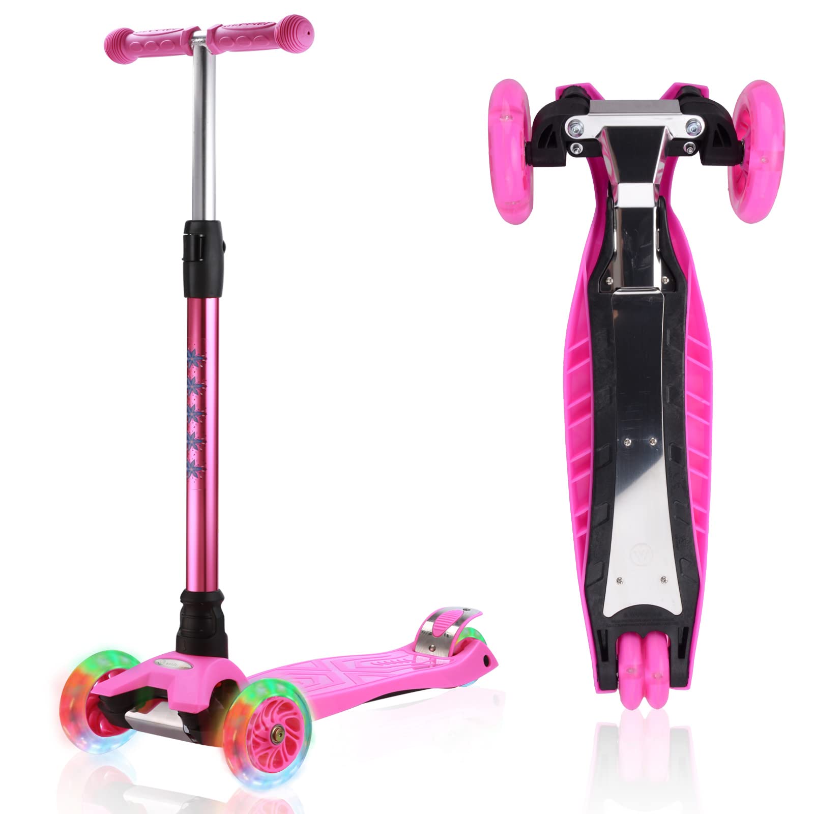 Photo 1 of 3 Wheel Scooter for Kids Ages 6-12,Kids Scooter with Light Up Wheels, Sturdy Deck Design, and 4 Height Adjustable Suitable for Kid Ages 3-12