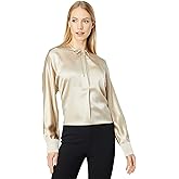 Vince Women's Tie Neck Band Collar Blouse