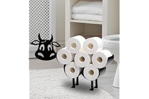EUIROET Cute Cow Animal Paper Holders,Black Metal Toilet Tissue Holder,Decorative Metal Paper Holder,Toilet Paper Storage for Bathrooms,FreeStanding Metal Toilet Paper Organizer Hold Extra 8 Rolls