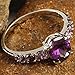 Emsione Women's 925 Silver Plated Created Amethyst 4-Prong Oval Cut CZ Statement Eternity Ring Color Purple Size 6