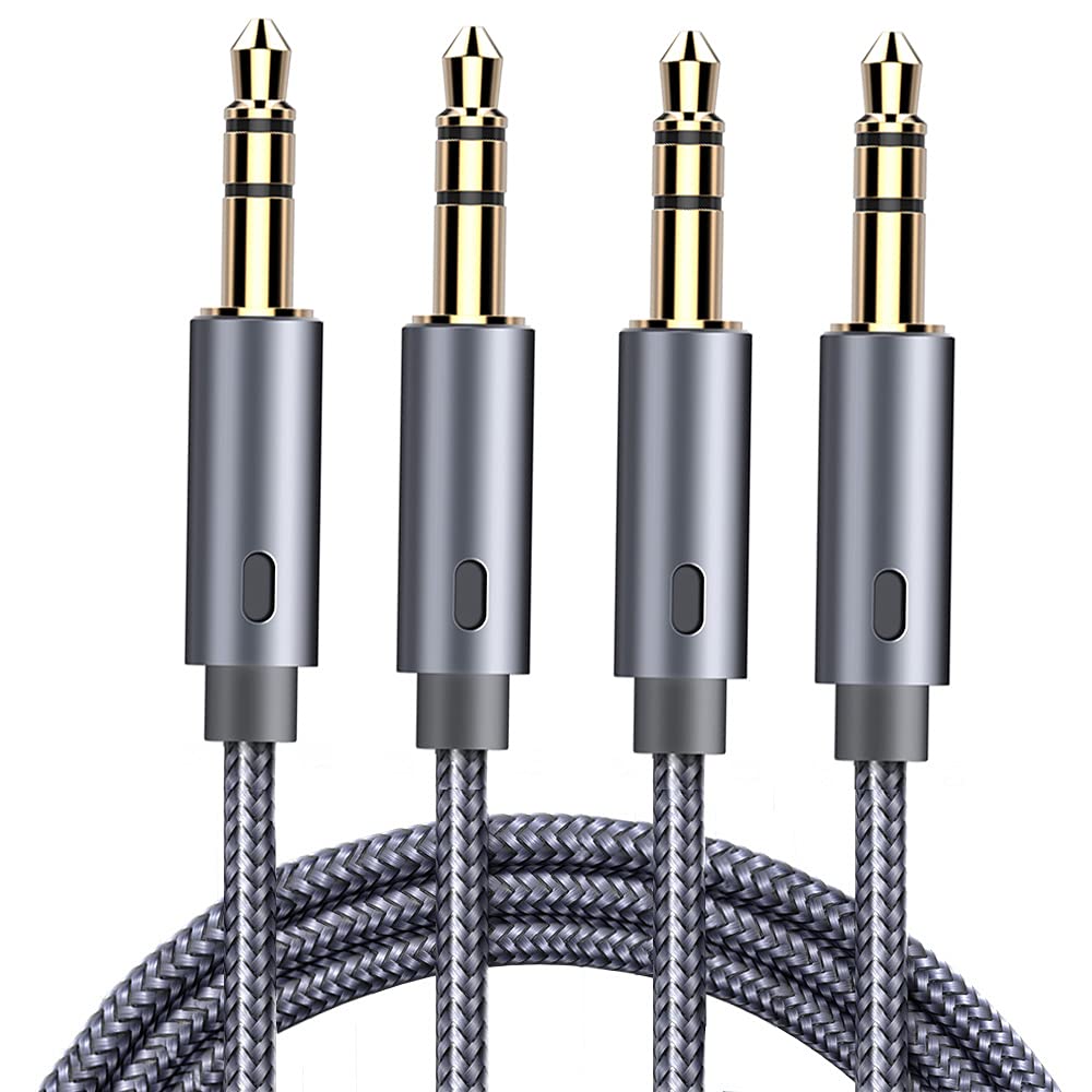 AUX Cable, [2-Pack, 4ft+8ft] 3.5 mm Audio Cable Nylon Braided 3.5mm Male to Male AUX Cord Auxiliary Adapter Compatible with Car/Home Stereos, Speaker, iPhone iPod iPad, Headphones, Echo & More (Grey): Industrial & Scientific