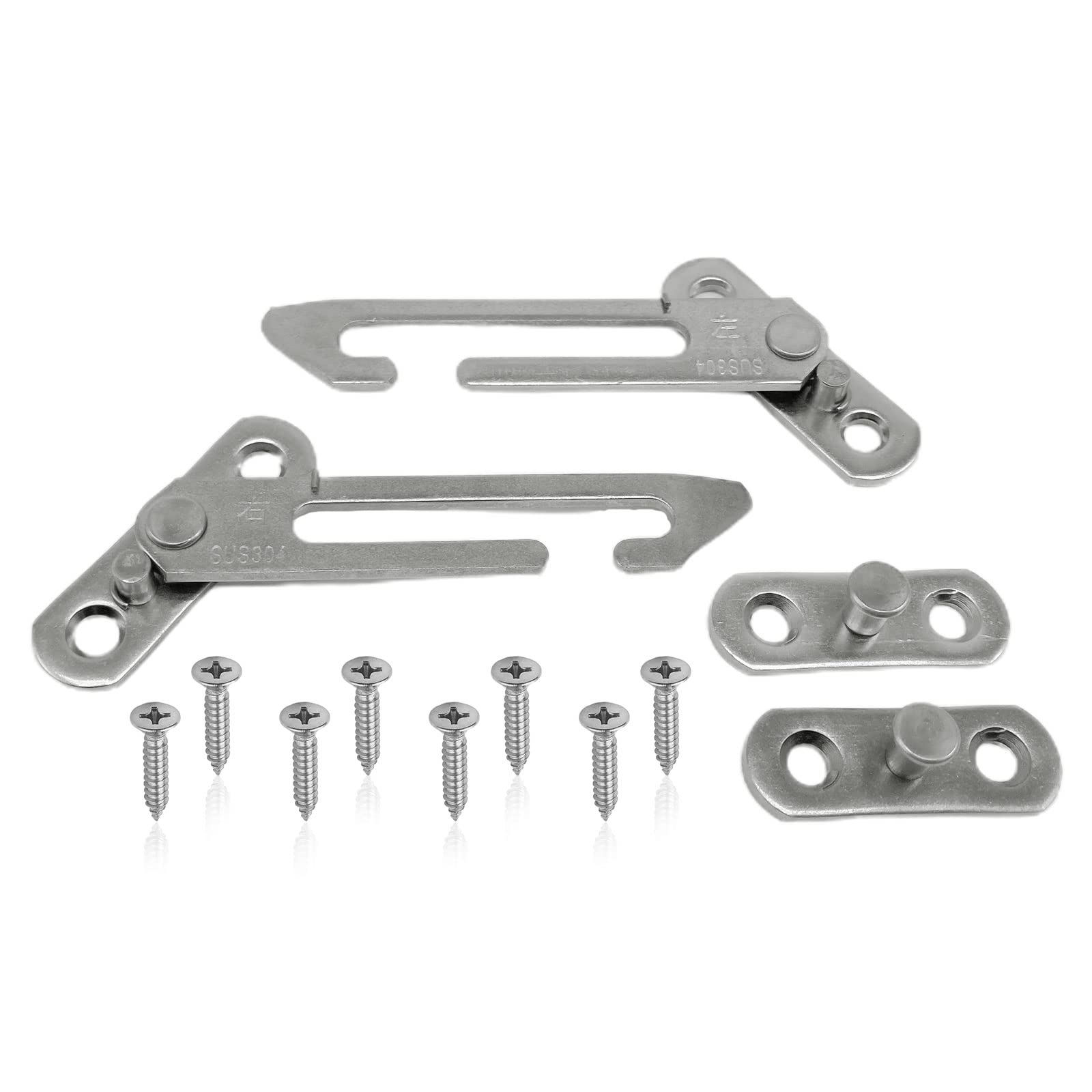 TSHAOUN 2 PCS Window Restrictors Locks Child Safety Locks for Windows, Window Restrictor Hook, Child Lock Restrictor Safety Catch, Right Handed and Left Handed, with Screws (2 Silver)