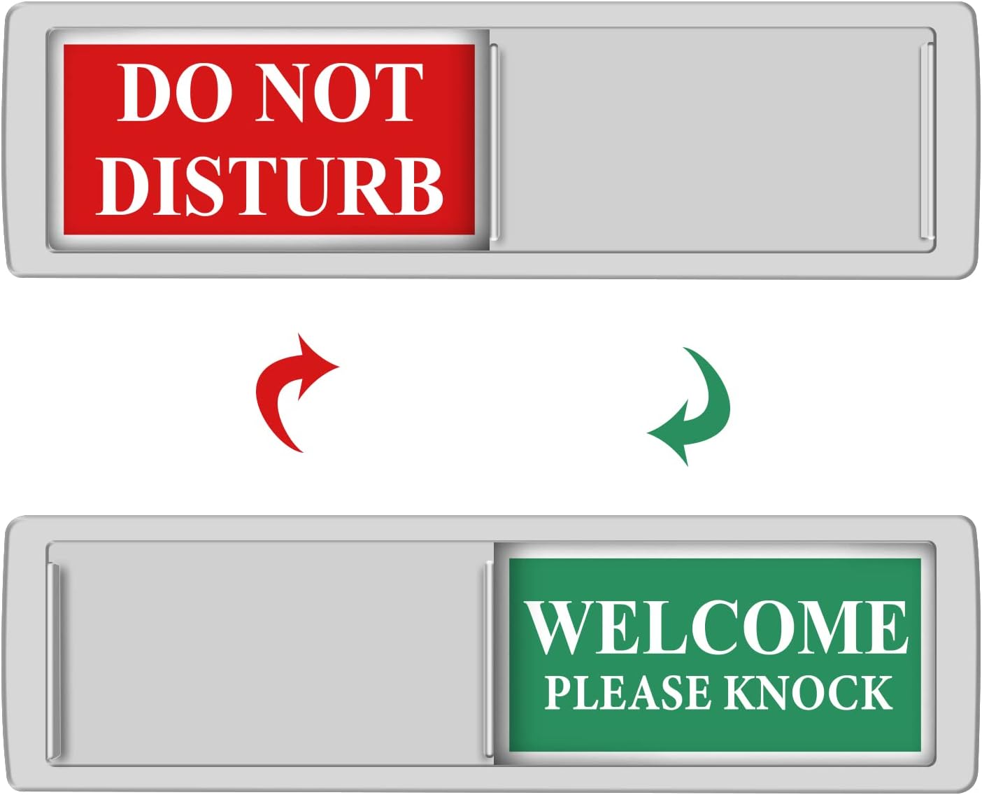 Privacy Sign - Do Not Disturb / Welcome Sign for Home Office Restroom Conference Hotel Hospital, Easy to Read Non-Scratch Magnetic Slider Door Indicator Sign with Clear, Bold & Colored Text - Silver