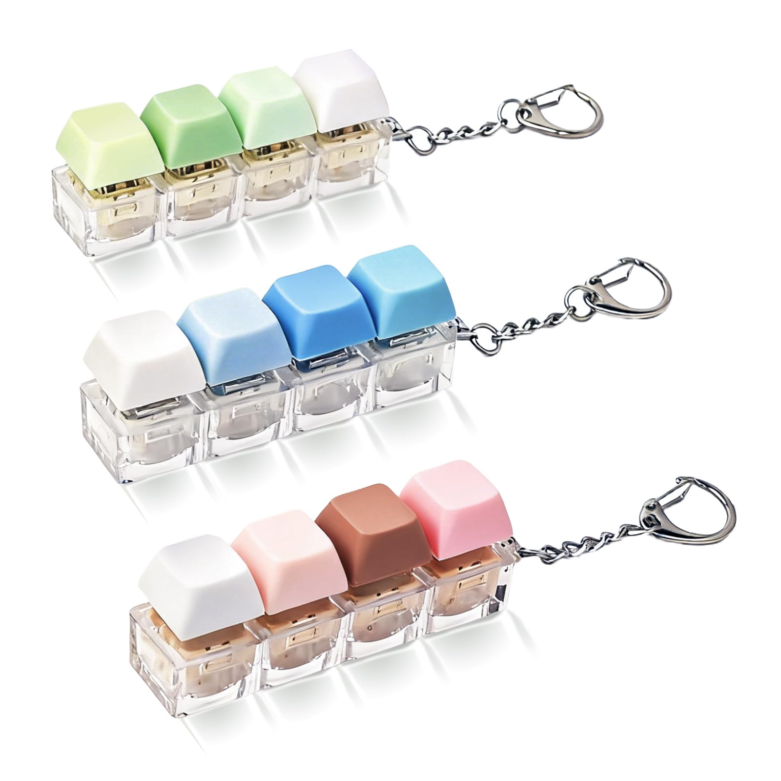 3pcs Keyboard Fidget Toy, 4-Button Keyboard Clicker Fidget Toy with 3 Levels of Sound, Stress Relief Clicky Fidget Toy Finger Keyboard Keychain for Adults Anxiety Relief — image 1