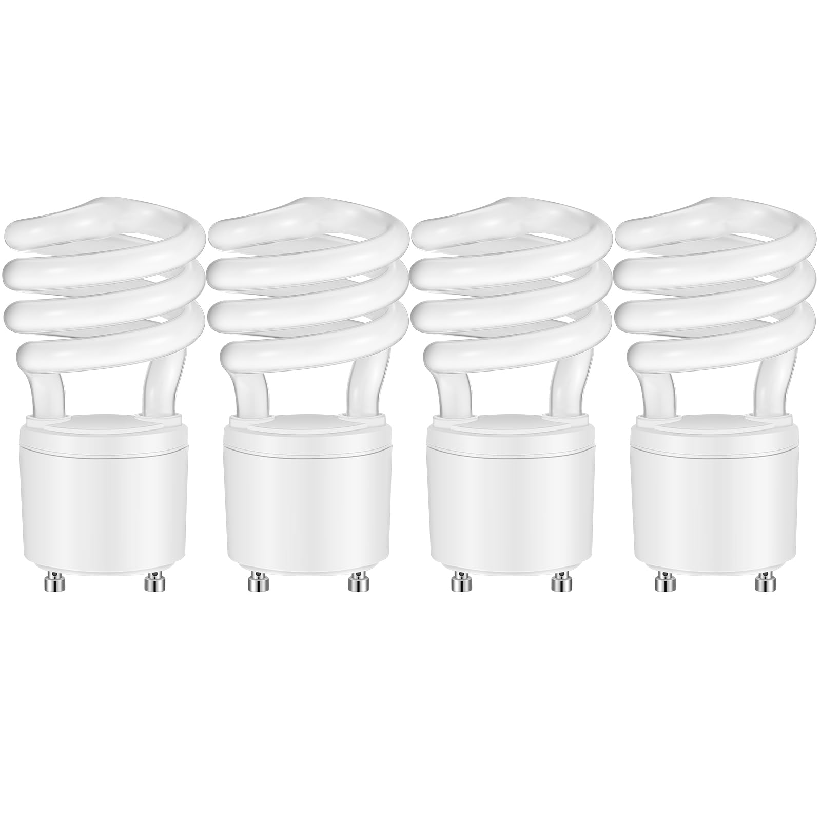 Photo 1 of Kittmip 4 Pcs 13W 120v 60Hz GU24 CFL LED Light Bulbs 2 Prong Base T3 3500K 900lm Warm White Fluorescent Light Spiral Compact Fluorescent Bulbs