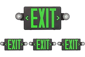 GZRUIYANG Black Housing Exit Sign with Emergency Lights Green, LED Emergency Exit Light with Battery Backup, UL 924 Certified, AC 120/277V, Commercial Emergency Lights Combo for Business - 4 Pack