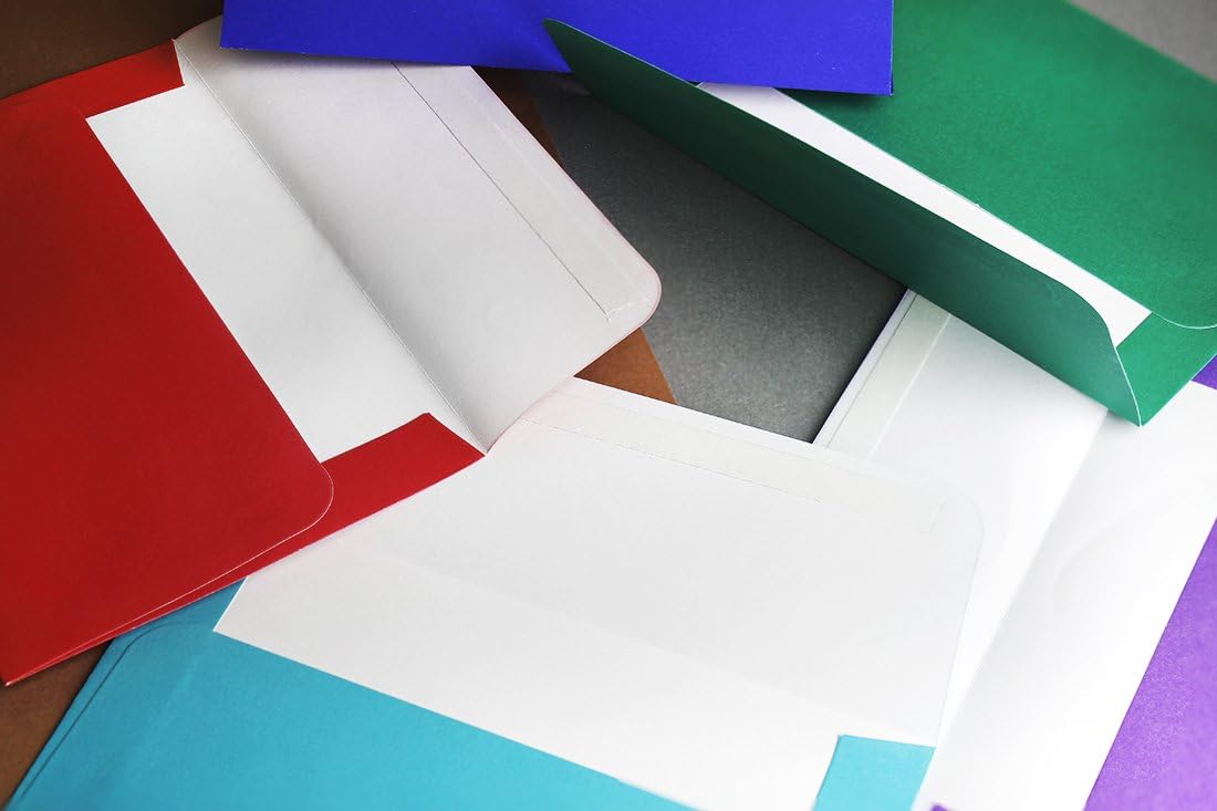 100 Pack A4 Envelopes - 4.25 x 6.25 Inches - Square Flap Photo Envelopes - Invitation Envelopes for Wedding Invitations - 100GSM, Assorted Colors : Office Products