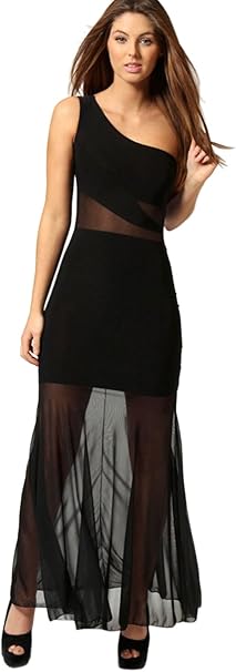Mermaid One Shoulder Slim Fit One Piece Party Club Tube Long Black Mini Dress at Amazon Womenâs 