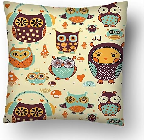 casemantra™ Cushion Covers owl Print Size 16 X16 (1, 16 X 16)