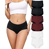 LEVAO Women's High Waisted Seamless Underwear No Show Full Coverage Briefs Stretchy Invisible Panties Cheeky Pack of 6