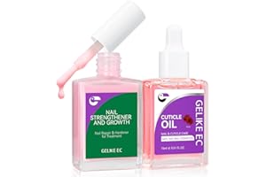 Gelike EC Colorful Nail Growth Kit: Pink Nail Hardener & Rose Nail Growth Oil Set - Strengthen Brittle Nails with Floral Scent - Natural Acrylic Formula - Gift for Women Brides