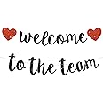 BEISHIDA Black Welcome to The Team Banner,NO DIY,Office Party Decorations for New Teacher Employee Coworker Staff Colleague Team Member