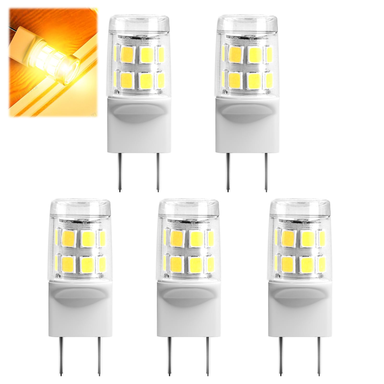 Photo 1 of 5 Pack G8 LED Bulb, Daylight White 6000k, Bi-Pin Base, Equivalent 2w T4 Bulb, Replacement for 15w Halogen Bulb, for Under Cabinet Light, Under Counter Kitchen Lighting, Ge Microwave Light
