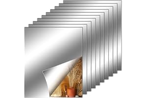 Fantasyon 10 Pieces Flexible Mirror Sheets, Self Adhesive Decorative Plastic Mirror Tiles Non-Glass Mirror Stickers for School Educational and Home Wall Decor (6x8 Inch)