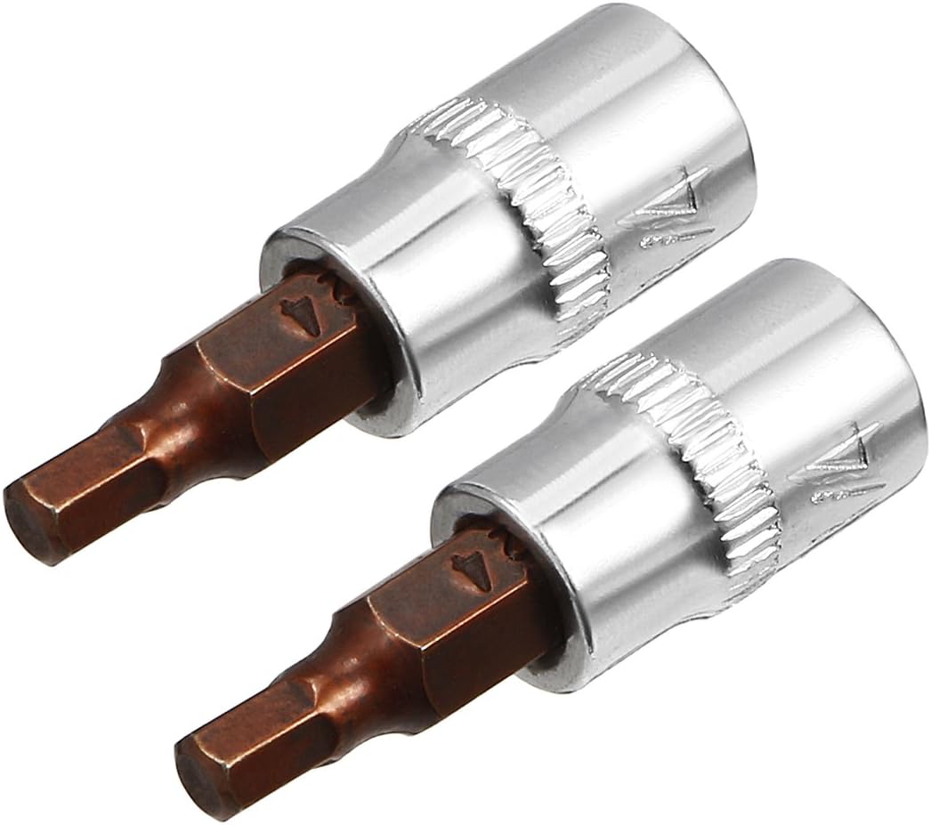 Sourcingmap 2pcs 1/4" Drive x H4 (4mm) Hex Bit Socket, S2 Steel Bits CR-V Sockets 1.5" Length Use with Ratchet Wrench