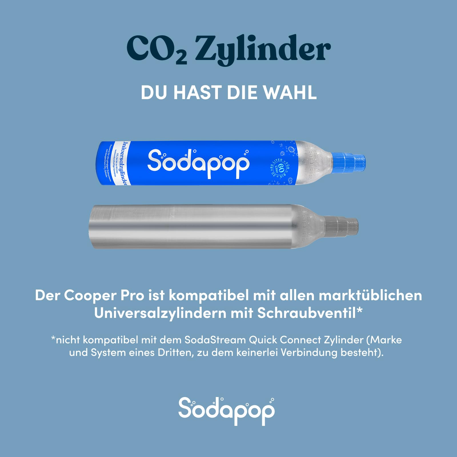 Sodapop Wassersprudler Cooper Pro Schwarz inkl. 1x PET-Flasche, enthält keinen CO₂-Zylinder, Einhängemechanismus ohne Eindrehen, platzsparend, Höhe 45 cm 3