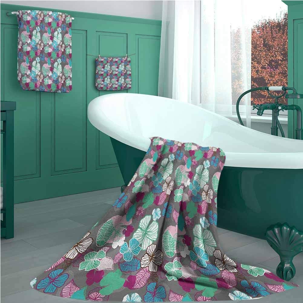 Customblanket Exotic Premium Cotton3 Piece Towel Set, Tropic Accents Hawaiian