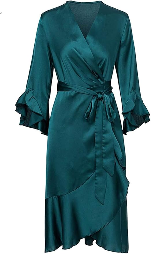 Robe de soirée évasée à manches fendues pour femme Robe vintage en