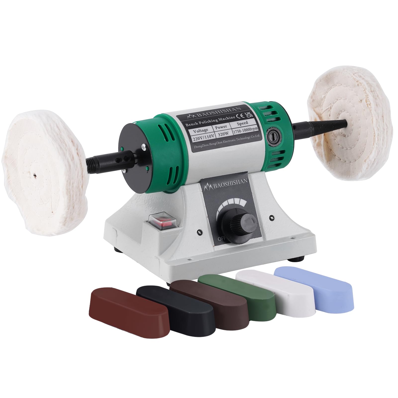 BAOSHISHAN Mini Bench Polisher Polishing Machine Lathe Sander Grinder Buffing Motor 1750-10000rpm 320W 220V