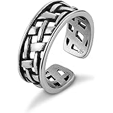 HZMAN Stainless Steel Celtic Hollow Silver Open Ring for Women Size 7-9 inches
