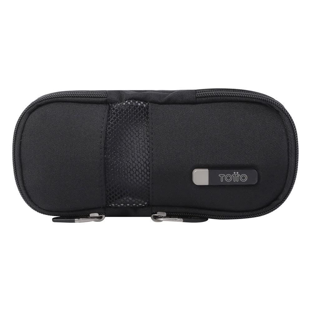 TOTTO - Pidal: The black children's pencil case That will accompany You in your school or university daily life, with a modern and functional style., Black/White, Pequeño, Black youth case - Pidal