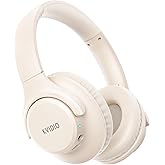 KVIDIO Bluetooth Headphones Over Ear, 65 Hours Playtime Headphones Wireless with Mic, Low Latency Foldable Lightweight Headset with Deep Bass, HiFi Stereo Sound Headphones for School Work (Beige)