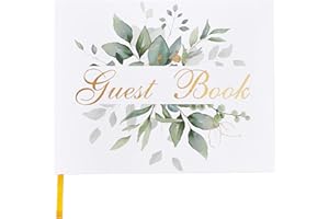 TRULIVA Wedding Guest Book - Guest Sign in Book - Wedding Reception Registry Book - Hard Cover, 7" x 9" (Eucalyptus Gold Foil, Book)