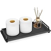 Gypie Toilet Paper Basket, Tank Tray with Handle, Bathroom Counter Storage Tray for Kitchen (Black)