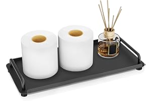 Gypie Toilet Paper Basket, Tank Tray with Handle, Bathroom Counter Storage Tray for Kitchen (Black)