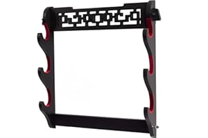 FOXSMZZ Sword Holder Wall Mount Velvet Padded Samurai Sword Stand Display Katana Wakizashi Tanto Wall Hanger Sword Rack (3-Tier)