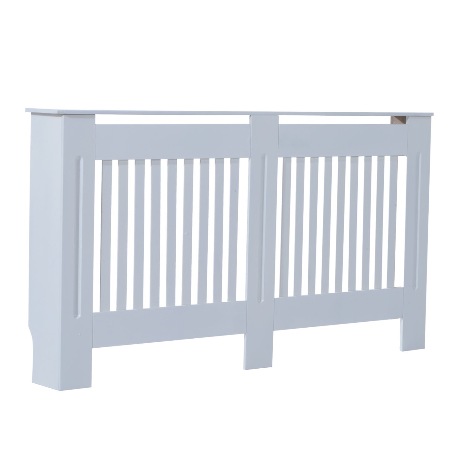 HOMCOM Slatted Radiator Cover Painted Cabinet MDF Lined Grill in White (152L x 19W x 81H cm)