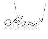 AOLO Marco Heart Name Necklace Silver Stainless