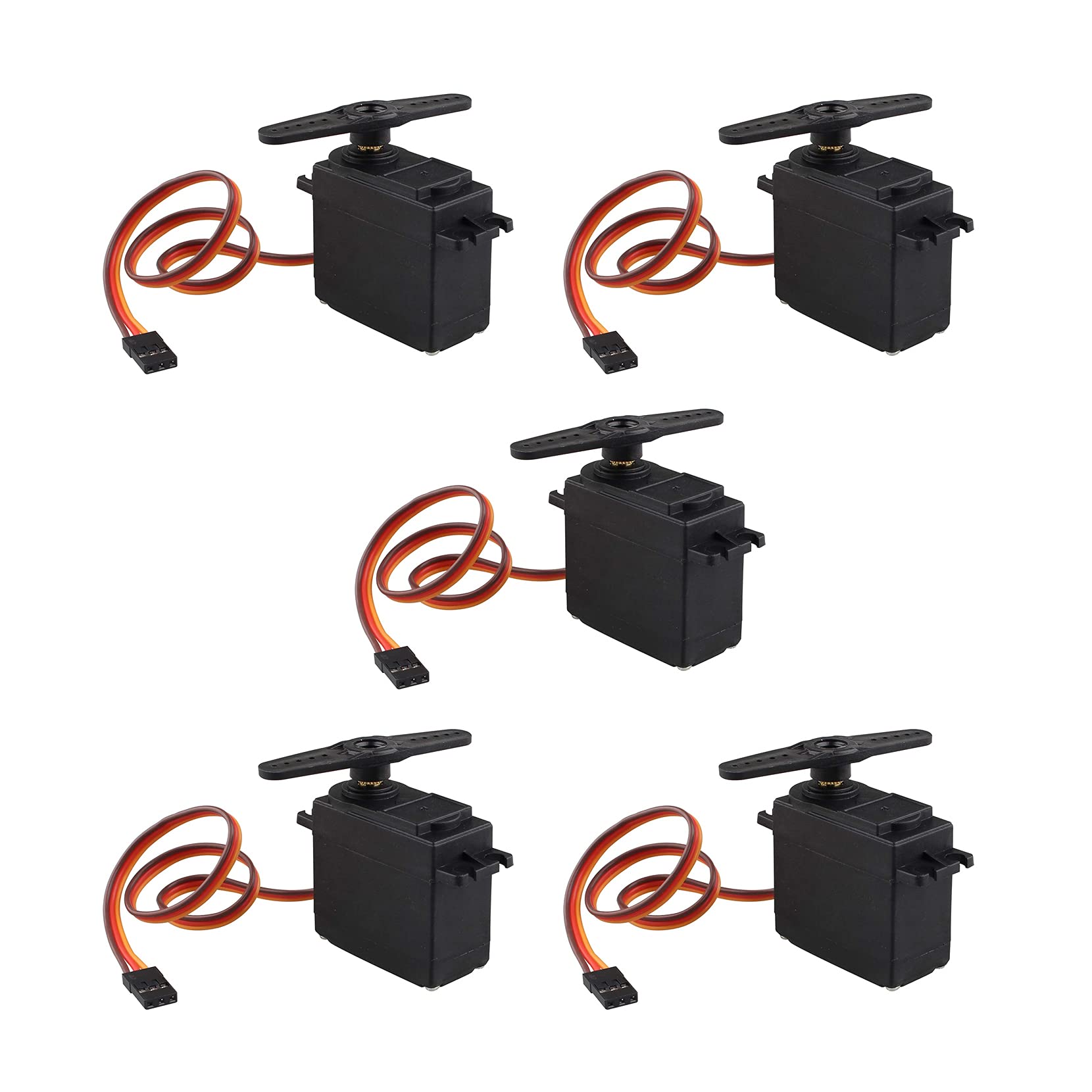 Jopto 5PCS MG995 RC Servo Motor Digital Metal Gear 13kg/cm High Speed for Smart Car Robot Boat RC Helicopter Airplane Model Boat Car Robot DIY Project