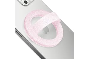 WYTUDTE Magnetic Silicone Comfy Ring Grip Phone Holder, Loop Grip Phone Holder,Strong Grip,Comfortable,Easy to Install and Remove,Compatible with Magsafe for iPhone 16/15/14/13/12 Series (Pink Sparkle)