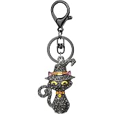coadipress Rhinestone Halloween Keychain for Women Sparkly Ghost Pumpkin Bat Witch Hat Purse Charm Halloween Jewelry Gift