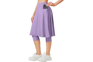 ANIVIVO Women Long Knee Length Skirted Leggings, Capris Leggings with Skirts High Waist