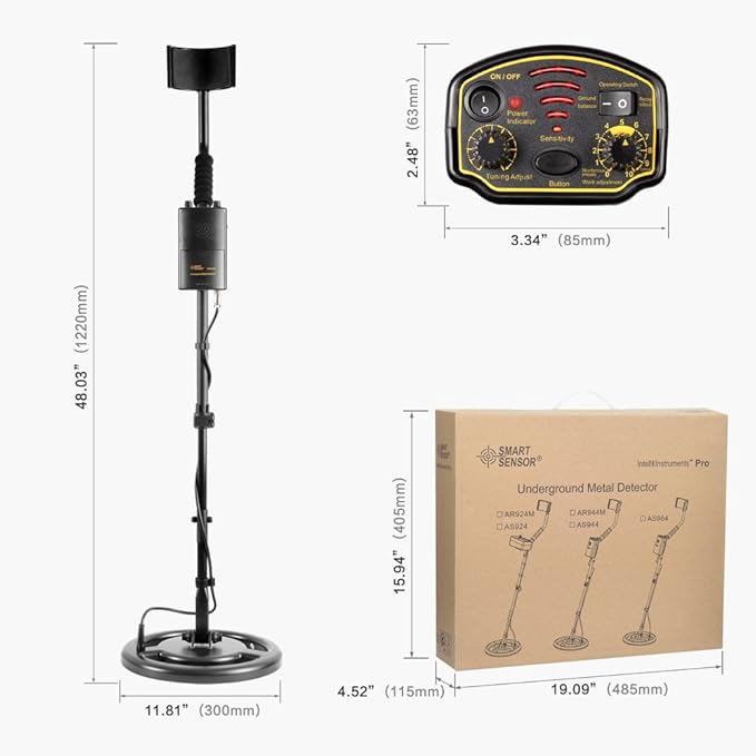 SHUOGOU Detector de metales de alta precisión, resistente al agua, profundidad de 1, 5 m, con tallo ajustable y bobina de sensibilidad para cazador de ...