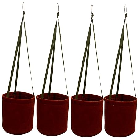 Sow and Grow Air Pruning Geo Fabric Hanging Grow Bags || 500 GSM || Heavy Duty for Decorative Plants, Flowers, Herbs || Size 8 x 8 x 8 inches || Set of 4