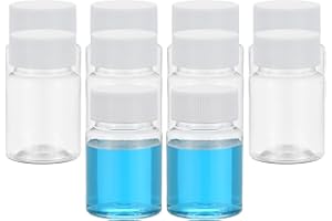 PATIKIL 10 Pcs 50ml Reagent Bottles, PET Wide Mouth Round Bottles with Screw Cap for Lab Water Reagent Liquids Solid Sample S
