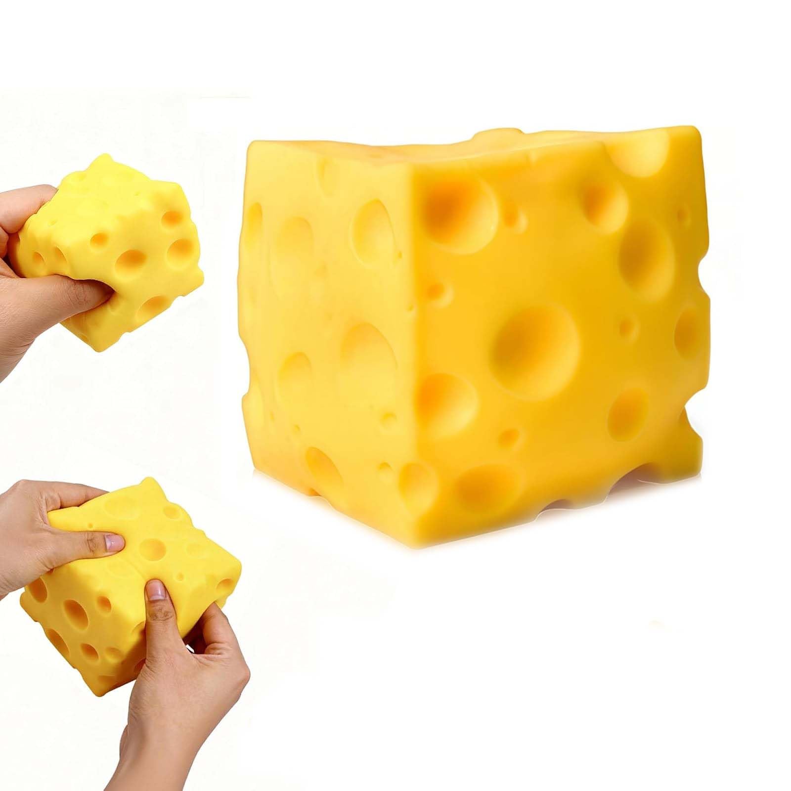 ZFFAFUR 10cm Giant Cheese Squishy Toy,Slow-Rebound Shapeable Squeeze Ball, Realistic Sensory Fidget Toy,Sensory Fidget Toy for Stress Relief, Anxiety Relief Gift for Adults
