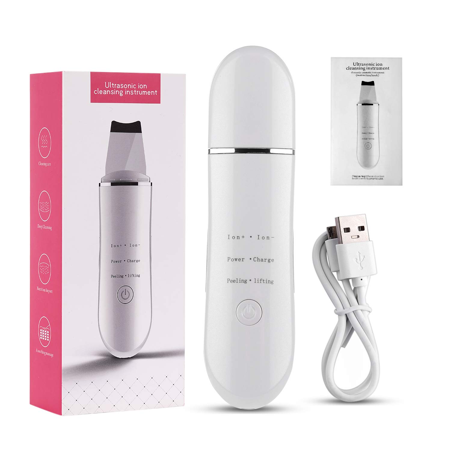 Facial Skin Scrubber, Face Spatula Portable Pores Cleanser Blackhead Remover Comedone Extractor Skin Exfoliator and Facial Lifting Tool, Portable Rechargeable.