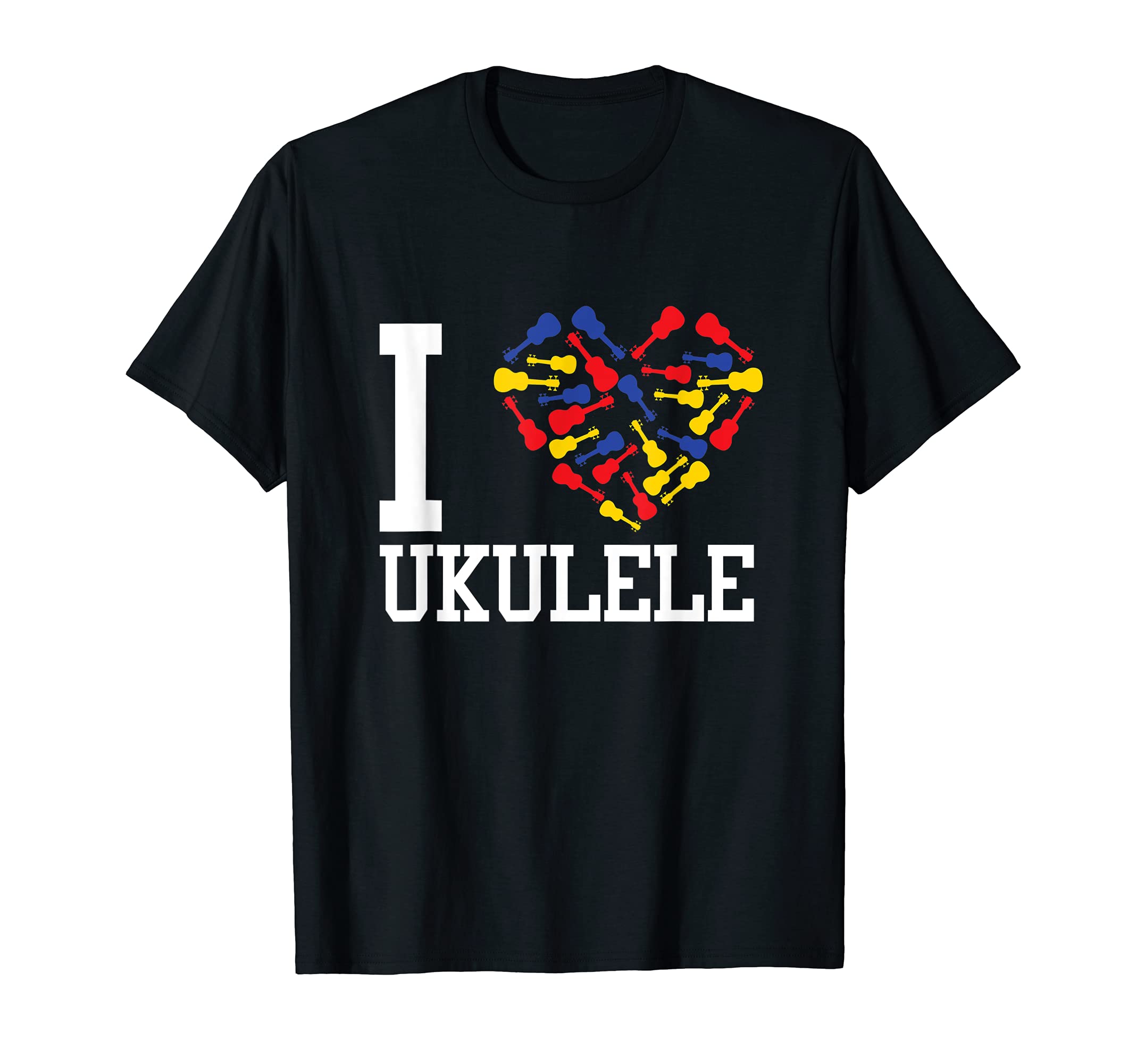 I Love Ukulele Hawaiian Acoustic Guitar Hawaii Musician Uke T-Shirt
