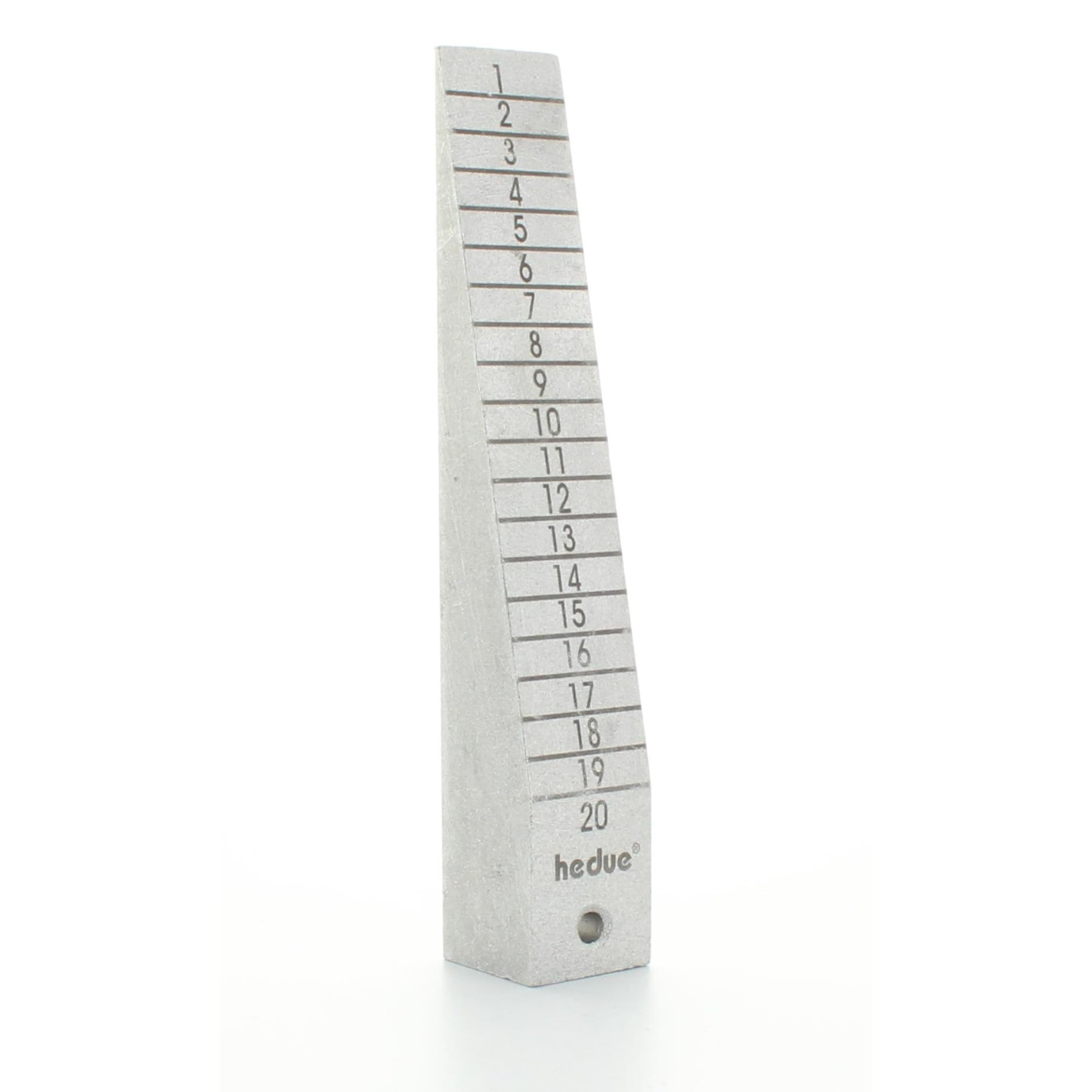 hedue® Taper Gauge - Wedge Gauge for measuring unevenness, slopes and gaps, made of aluminium, with a measuring range of 1–20 mm and a graduation of 1 mm