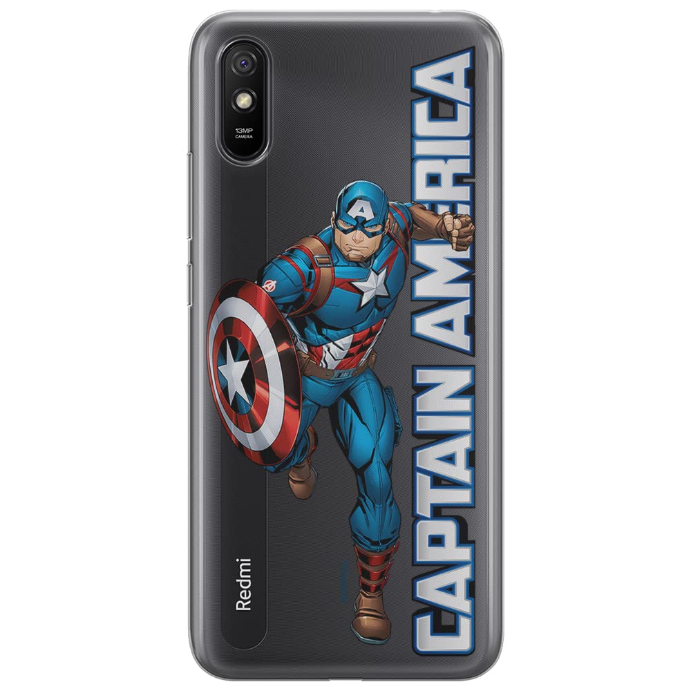 ERT GROUP mobile phone case for Xiaomi REDMI 9A original and officially Licensed Marvel pattern Captain America 030 optimally adapted to the shape of the mobile phone, partially transparent
